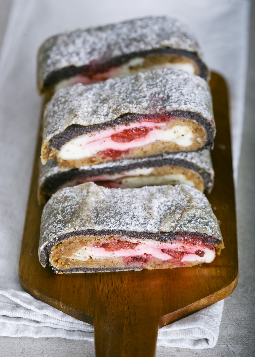 Strudel Of Poppy Seeds Cottage Cheese Nuts And Sour Cherries